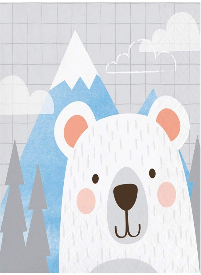 مناديل ورقية للمشروبات بتصميم دب أبيض من كرييتف كونفرتينج - 16 قطعة